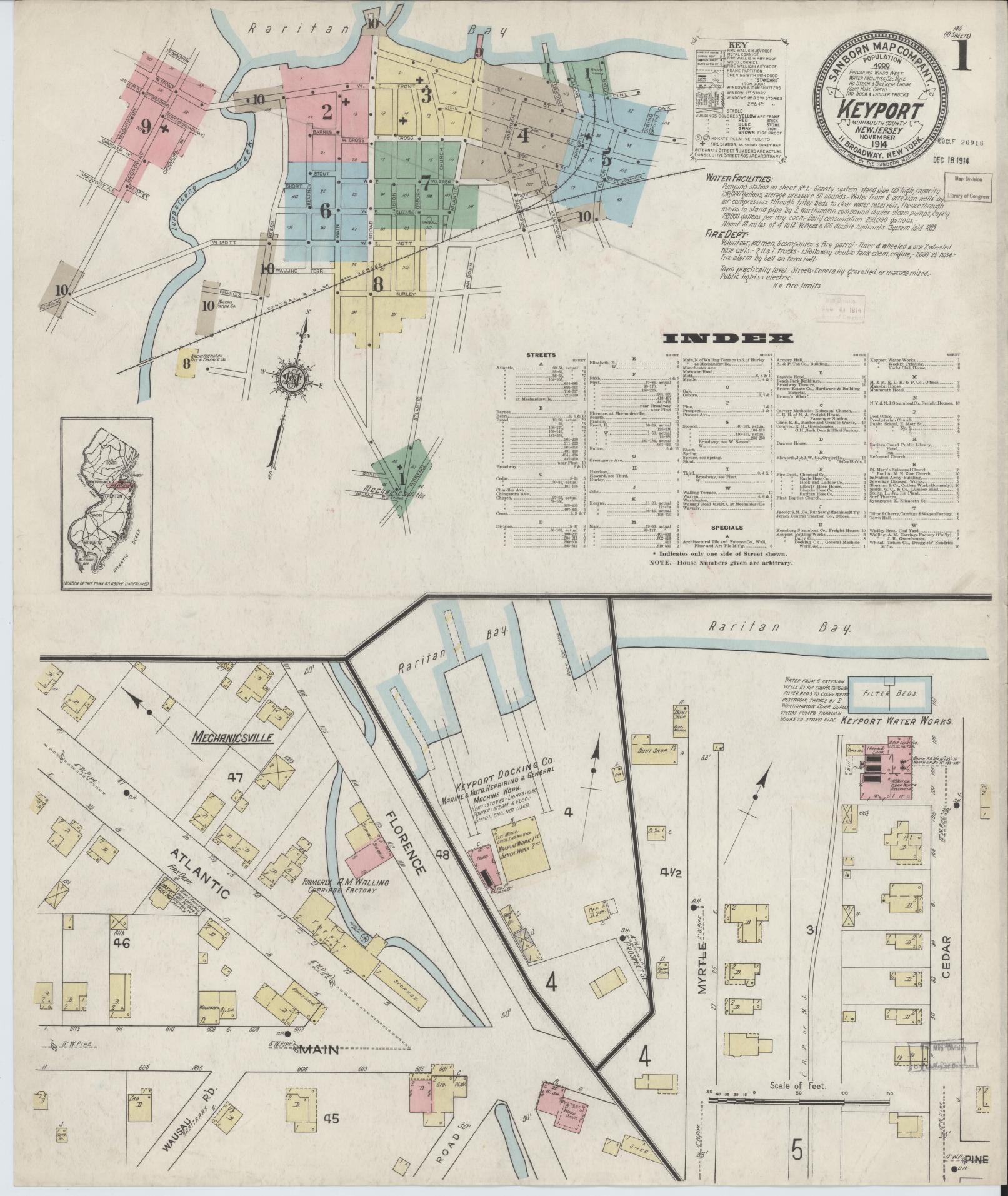 Sanborn Fire Insurance Map from Keyport, Monmouth County, New Jersey. (1914) – Historic Sanborn Fire Insurance Map Print