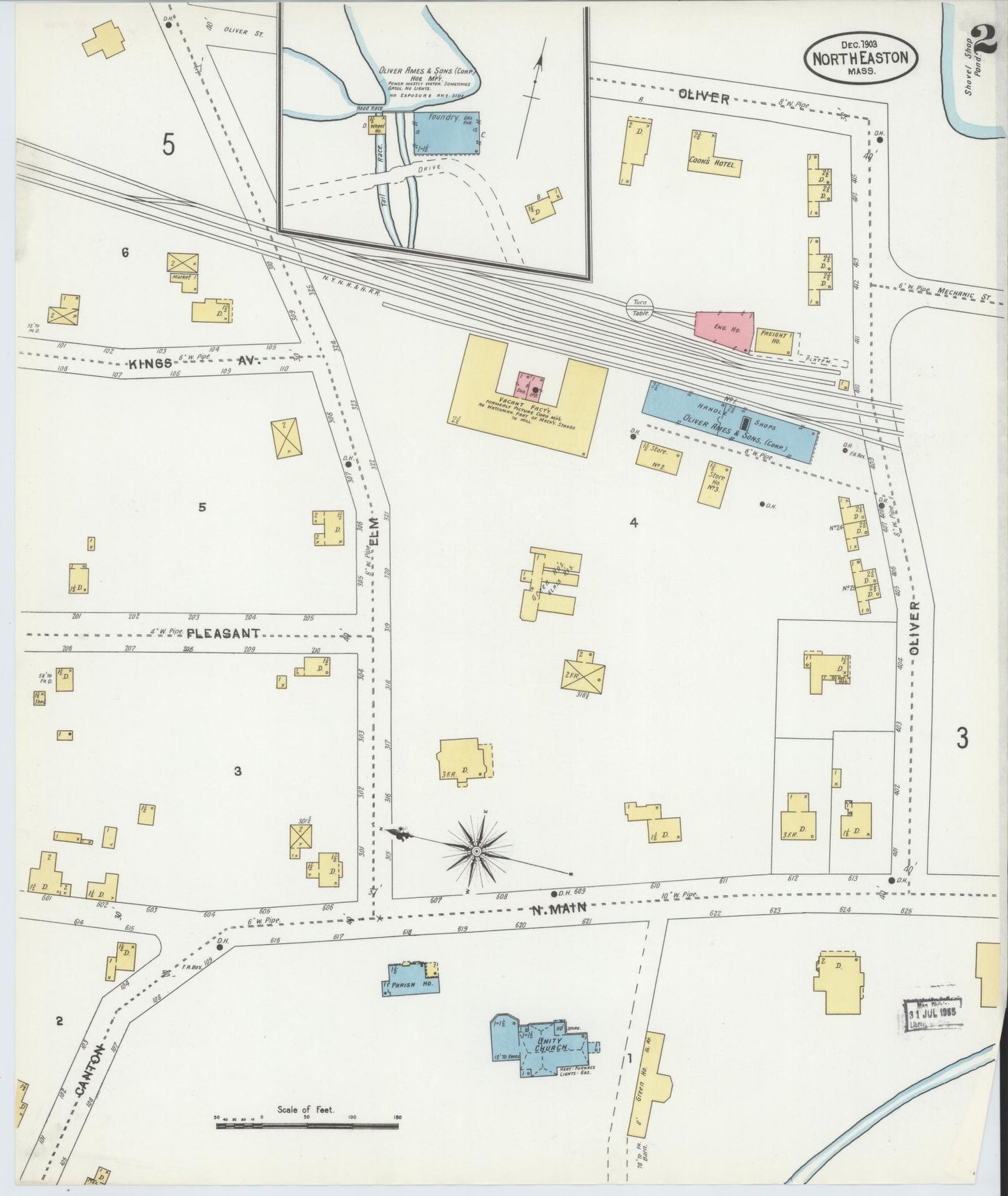 Sanborn Fire Insurance Map from North Easton, Bristol County, Massachusetts (1903), Sheet #0002 - Complete Map Set gallery image, historic Sanborn map, vintage wall art, Massachusetts Massachusetts