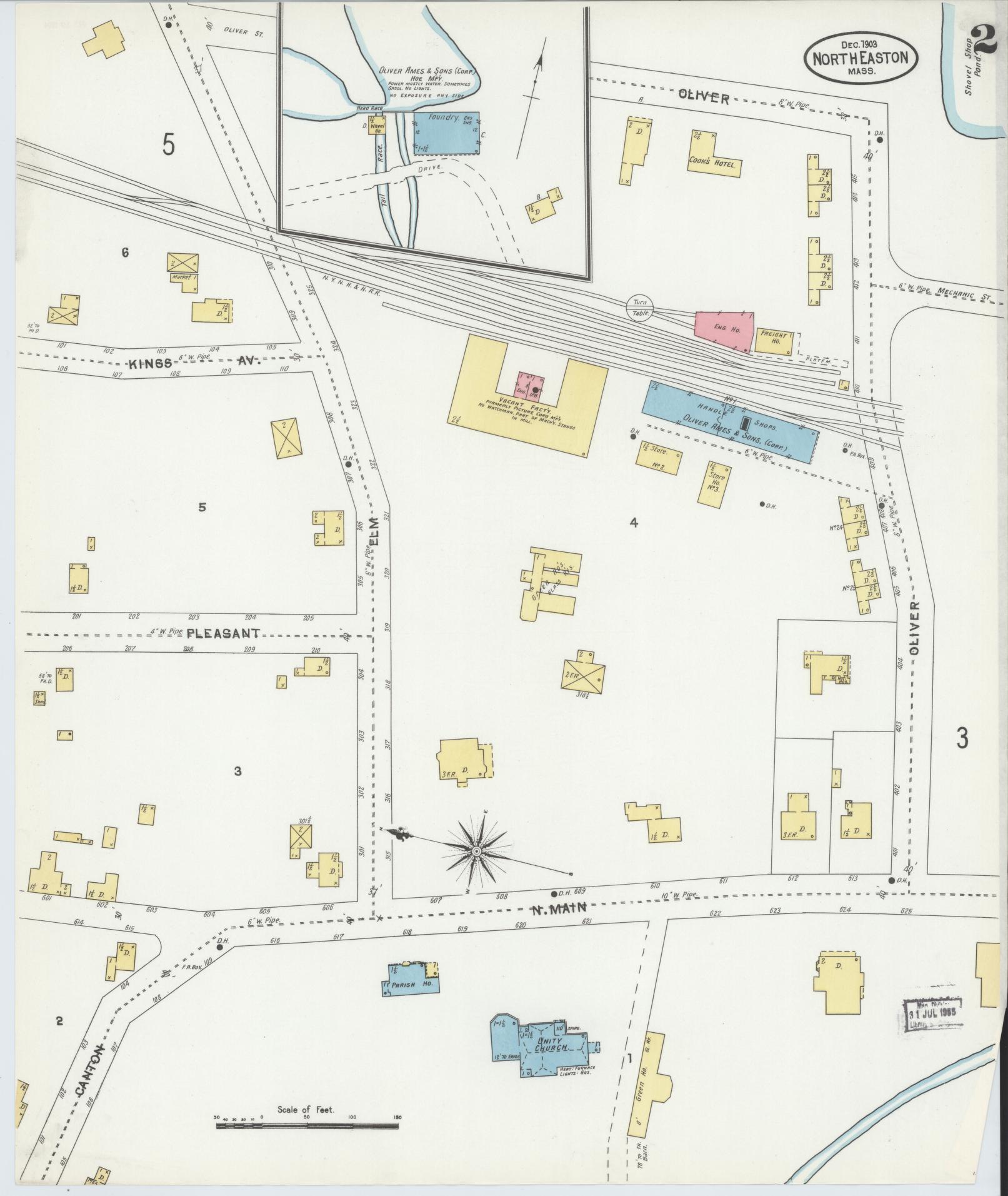 Sanborn Fire Insurance Map from North Easton, Bristol County, Massachusetts (1903), Sheet #0002 - Complete Map Set gallery image, historic Sanborn map, vintage wall art, Massachusetts Massachusetts