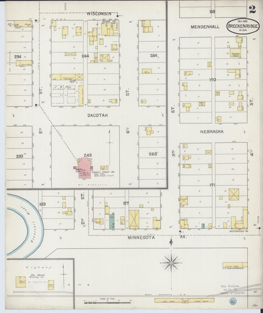 Sanborn Fire Insurance Map from Breckenridge, Wilkin County, Minnesota (1892), Sheet #0002 - Historic Sanborn Fire Insurance Map Print, vintage old map wall art, antique decor, genealogy gift, Minnesota Minnesota map