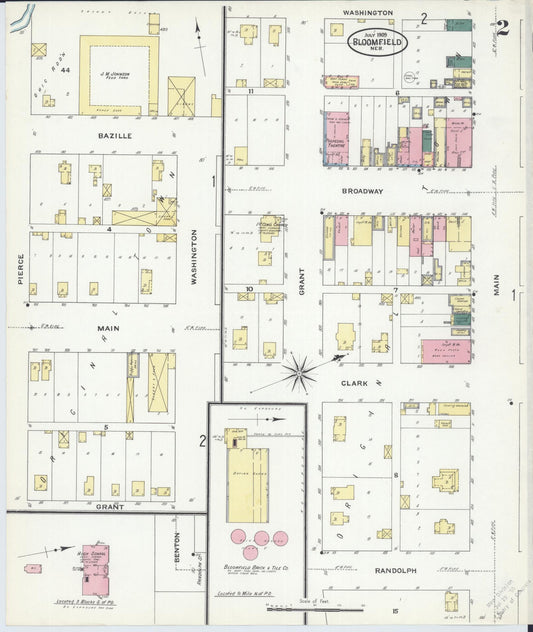 Sanborn Fire Insurance Map from Bloomfield, Knox County, Nebraska (1909), Sheet #0002 - Historic Sanborn Fire Insurance Map Print, vintage old map wall art, antique decor, genealogy gift, Nebraska Nebraska map