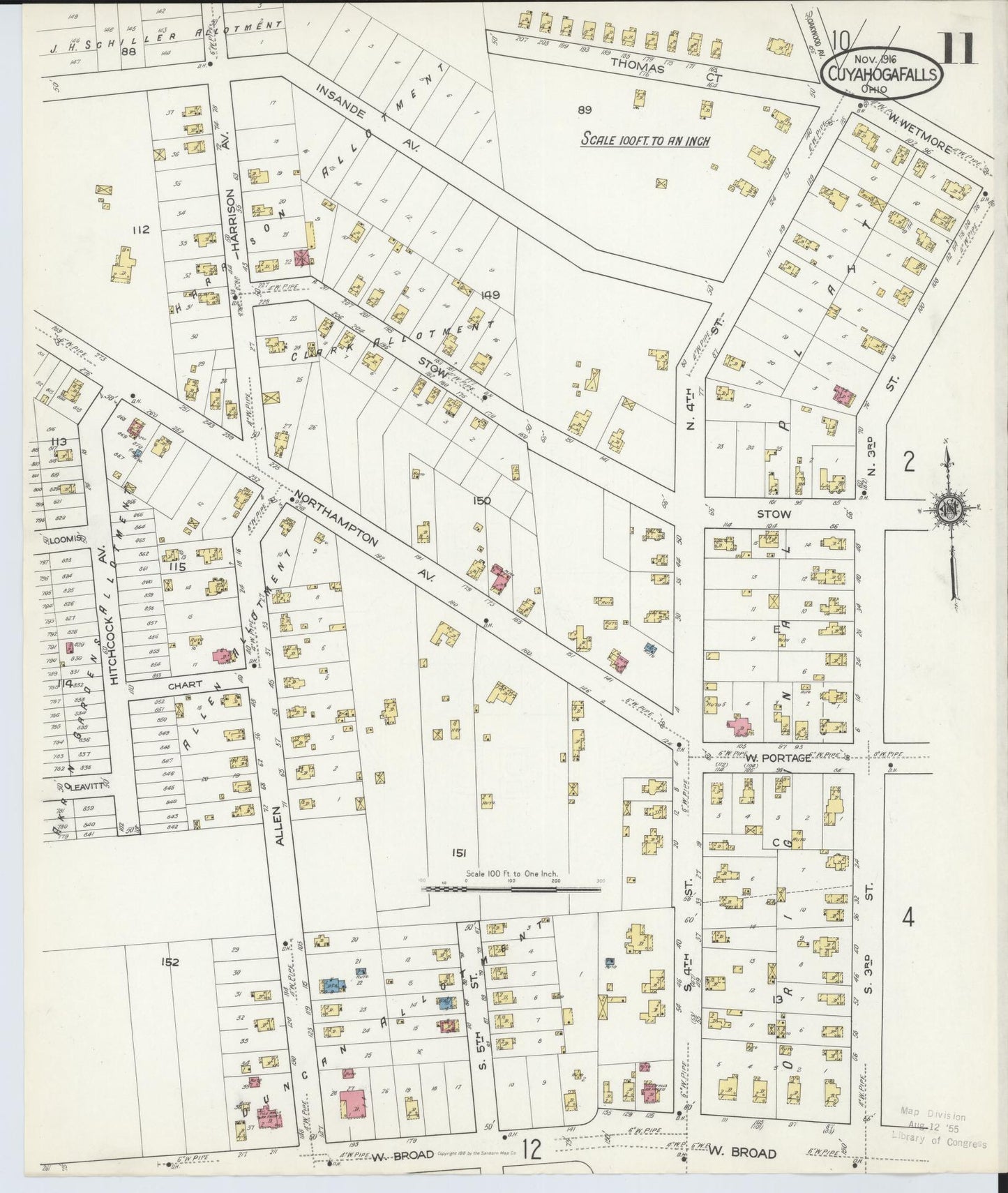 Sanborn Fire Insurance Map from Cuyahoga Falls, Summit County, Ohio (1916), Sheet #0011 - Historic Sanborn Fire Insurance Map Print, vintage old map wall art, antique decor, genealogy gift, Ohio Ohio map