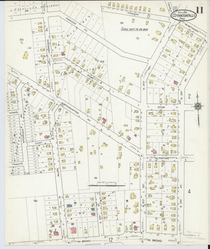 Sanborn Fire Insurance Map from Cuyahoga Falls, Summit County, Ohio (1916), Sheet #0011 - Historic Sanborn Fire Insurance Map Print, vintage old map wall art, antique decor, genealogy gift, Ohio Ohio map