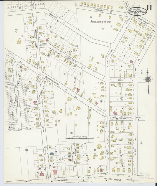Sanborn Fire Insurance Map from Cuyahoga Falls, Summit County, Ohio (1916), Sheet #0011 - Historic Sanborn Fire Insurance Map Print, vintage old map wall art, antique decor, genealogy gift, Ohio Ohio map