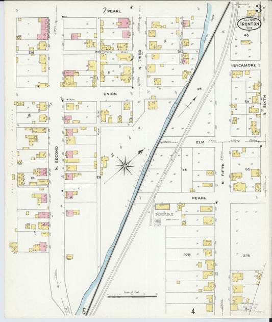 Sanborn Fire Insurance Map from Ironton, Lawrence County, Ohio (1909), Sheet #0003 - Historic Sanborn Fire Insurance Map Print, vintage old map wall art, antique decor, genealogy gift, Ohio Ohio map