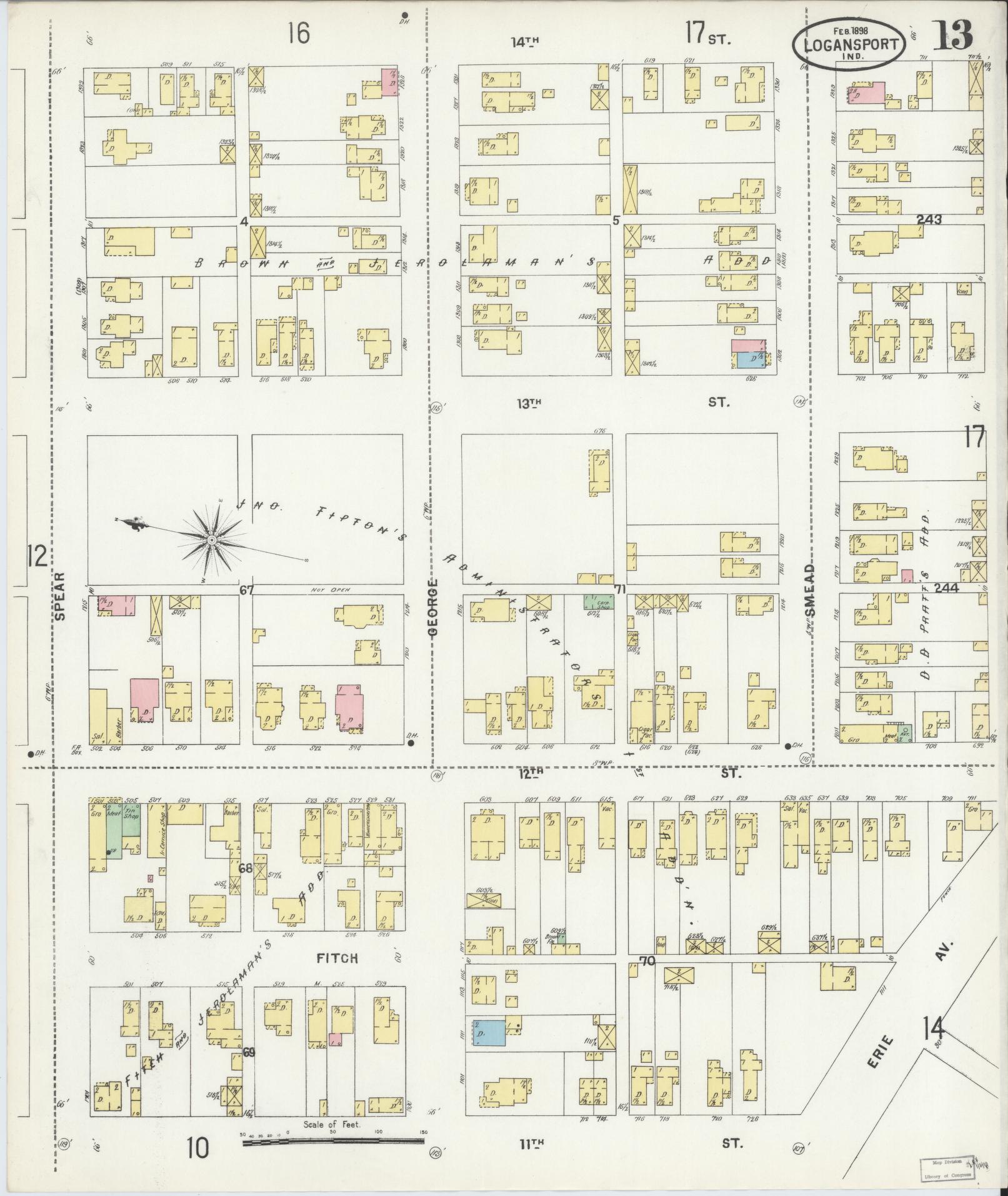 Sanborn Fire Insurance Map from Logansport, Cass County, Indiana (1898), Sheet #0013 - Complete Map Set gallery image, historic Sanborn map, vintage wall art, Indiana Indiana