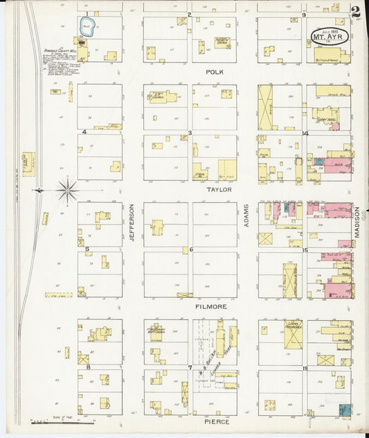 Sanborn Fire Insurance Map from Mount Ayr, Ringgold County, Iowa (1893), Sheet #0002 - Historic Sanborn Fire Insurance Map Print, vintage old map wall art