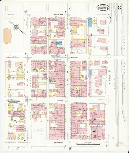 Sanborn Fire Insurance Map from Muscatine, Muscatine County, Iowa (1912), Sheet #0008 - Historic Sanborn Fire Insurance Map Print
