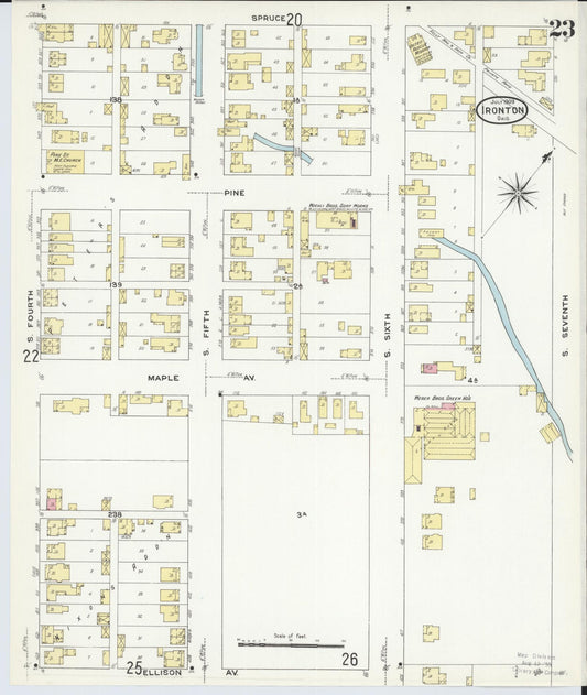 Sanborn Fire Insurance Map from Ironton, Lawrence County, Ohio (1909), Sheet #0023 - Historic Sanborn Fire Insurance Map Print, vintage old map wall art, antique decor, genealogy gift, Ohio Ohio map