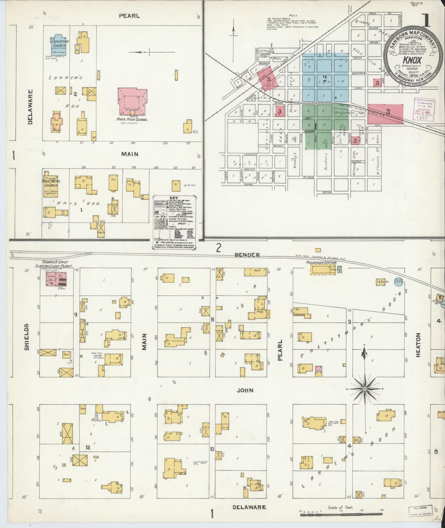 Sanborn Fire Insurance Map from Knox, Starke County, Indiana. (1904) – Historic Sanborn Fire Insurance Map Print