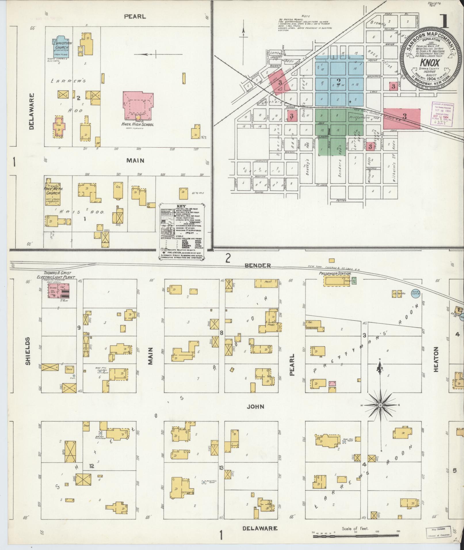 Sanborn Fire Insurance Map from Knox, Starke County, Indiana. (1904) – Historic Sanborn Fire Insurance Map Print