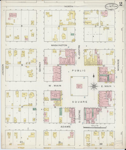 Sanborn Fire Insurance Map from Clinton, De Witt County, Illinois (1887), Sheet #0002 - Historic Sanborn Fire Insurance Map Print, vintage old map wall art, antique decor, genealogy gift, Illinois Illinois map