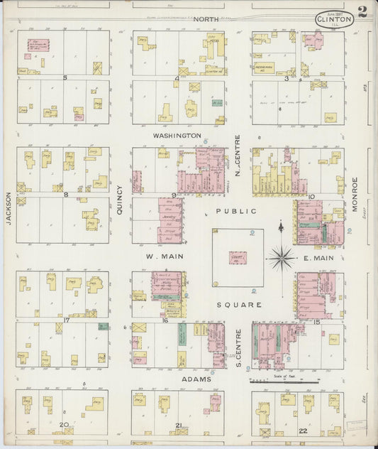 Sanborn Fire Insurance Map from Clinton, De Witt County, Illinois (1887), Sheet #0002 - Historic Sanborn Fire Insurance Map Print, vintage old map wall art, antique decor, genealogy gift, Illinois Illinois map