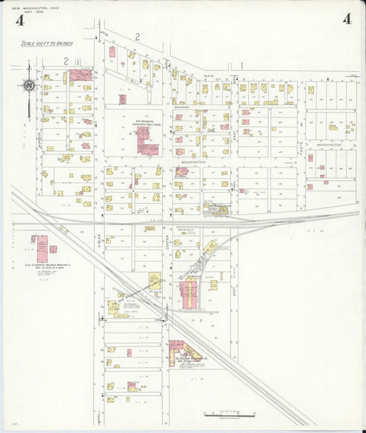 Sanborn Fire Insurance Map from New Washington, Crawford County, Ohio (1938), Sheet #0004 - Historic Sanborn Fire Insurance Map Print, vintage old map wall art, antique decor, genealogy gift, Ohio Ohio map