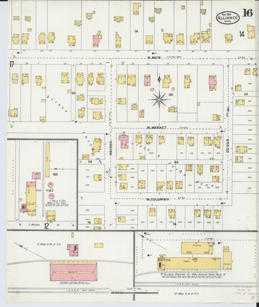 Sanborn Fire Insurance Map from Alliance, Stark County, Ohio (1904), Sheet #0016 - Historic Sanborn Fire Insurance Map Print, vintage old map wall art, antique decor, genealogy gift, Ohio Ohio map