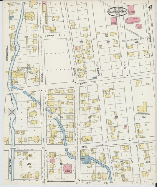 Sanborn Fire Insurance Map from Georgetown, Clear Creek County, Colorado (1893), Sheet #0004 - Historic Sanborn Fire Insurance Map Print, vintage old map wall art, antique decor, genealogy gift, Colorado Colorado map