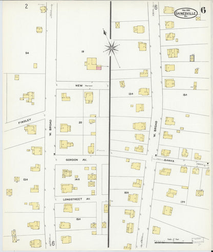 Sanborn Fire Insurance Map from Gainesville, Hall County, Georgia (1909), Sheet #0006 - Complete Map Set gallery image, historic Sanborn map, vintage wall art, Georgia Georgia