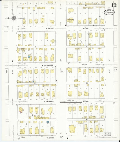 Sanborn Fire Insurance Map from Emporia, Lyon County, Kansas (1911), Sheet #0013 - Complete Map Set gallery image, historic Sanborn map, vintage wall art, Kansas Kansas