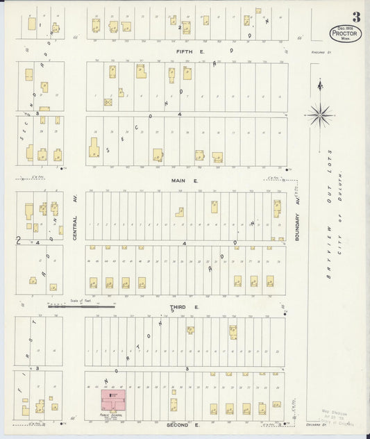 Sanborn Fire Insurance Map from Proctor, Saint Louis County, Minnesota (1908), Sheet #0003 - Historic Sanborn Fire Insurance Map Print, vintage old map wall art, antique decor, genealogy gift, Minnesota Minnesota map