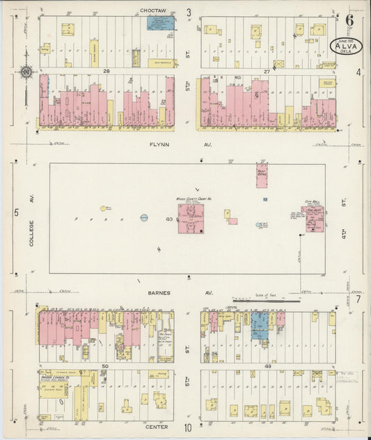 Sanborn Fire Insurance Map from Alva, Woods County, Oklahoma (1914), Sheet #0006 - Historic Sanborn Fire Insurance Map Print, vintage old map wall art, antique decor, genealogy gift, Oklahoma Oklahoma map