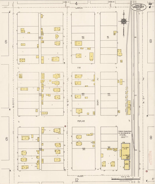 Sanborn Fire Insurance Map from Sandpoint, Bonner County, Idaho (1921), Sheet #0007 - Historic Sanborn Fire Insurance Map Print, vintage old map wall art, antique decor, genealogy gift, Idaho Idaho map