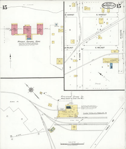 Sanborn Fire Insurance Map from Batesville, Independence County, Arkansas (1923), Sheet #0015 - Complete Map Set gallery image, historic Sanborn map, vintage wall art, Arkansas Arkansas
