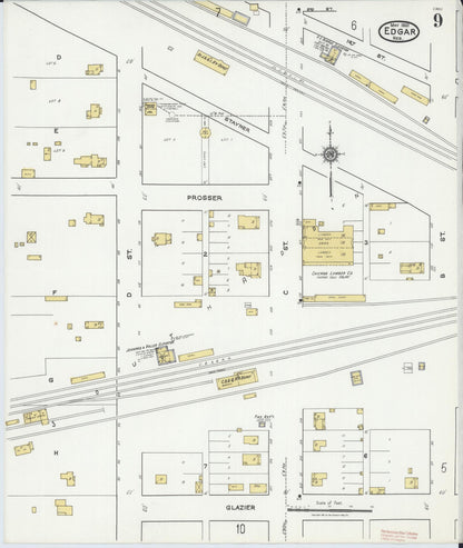 Sanborn Fire Insurance Map from Edgar, Clay County, Nebraska (1921), Sheet #0009 - Complete Map Set gallery image, historic Sanborn map, vintage wall art, Nebraska Nebraska