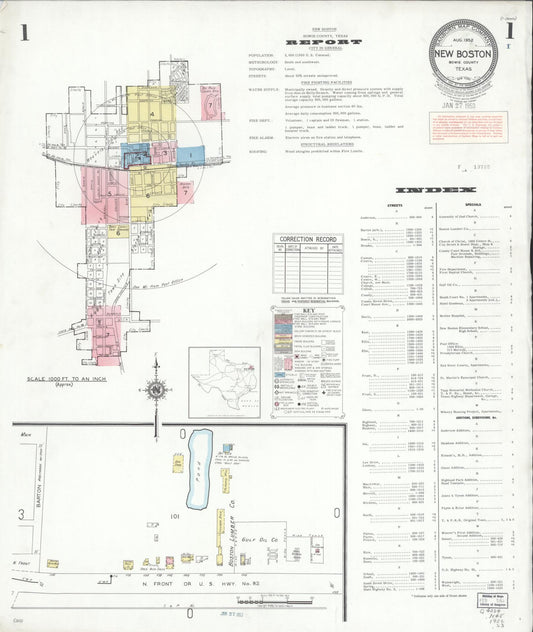Sanborn Fire Insurance Map from New Boston, Bowie County, Texas (1952), Sheet #0001 - Complete Map Set gallery image, historic Sanborn map, vintage wall art, Texas Texas