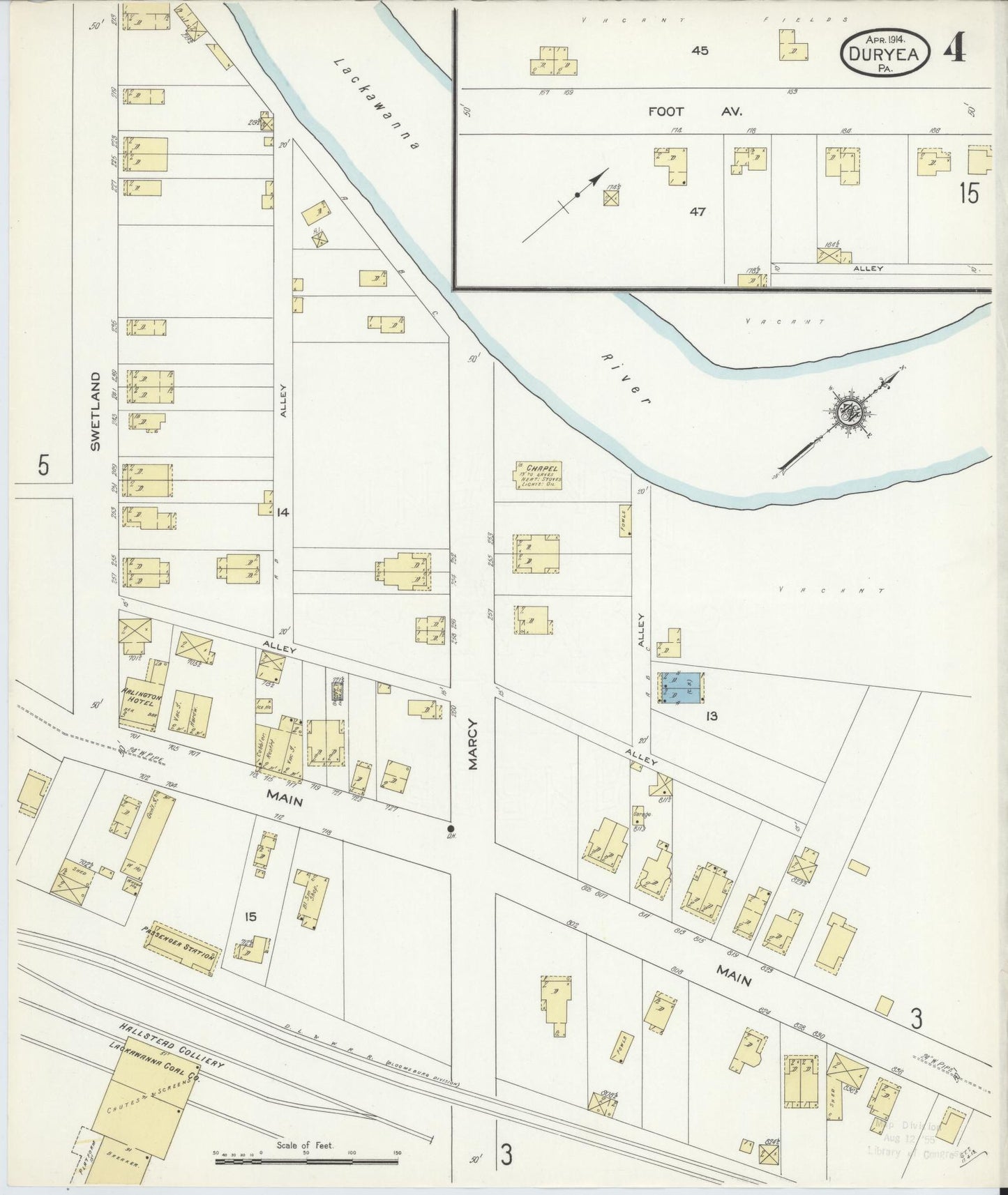 Sanborn Fire Insurance Map from Duryea, Luzerne County, Pennsylvania (1914), Sheet #0004 - Historic Sanborn Fire Insurance Map Print, vintage old map wall art, antique decor, genealogy gift, Pennsylvania Pennsylvania map