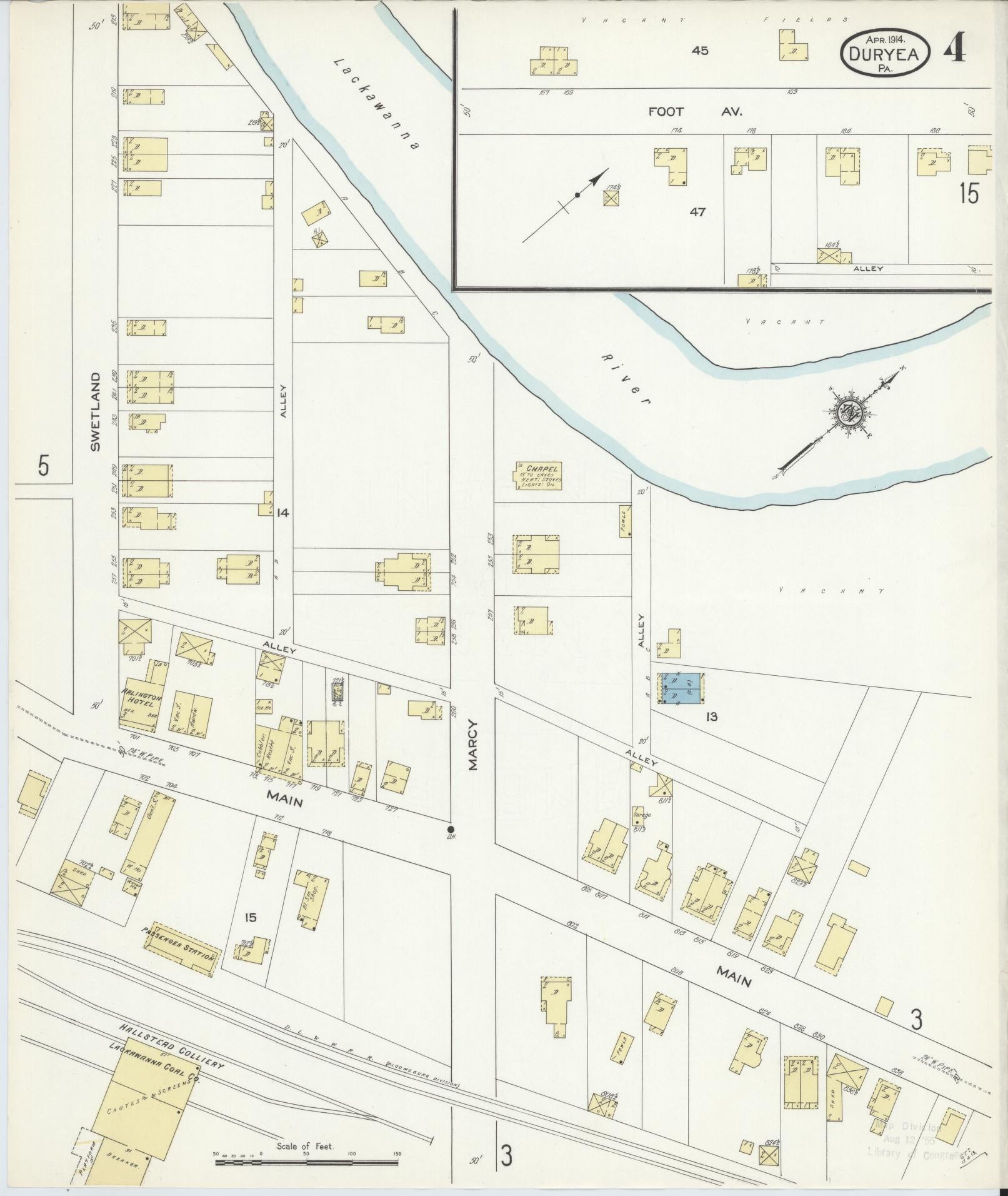 Sanborn Fire Insurance Map from Duryea, Luzerne County, Pennsylvania (1914), Sheet #0004 - Historic Sanborn Fire Insurance Map Print, vintage old map wall art, antique decor, genealogy gift, Pennsylvania Pennsylvania map