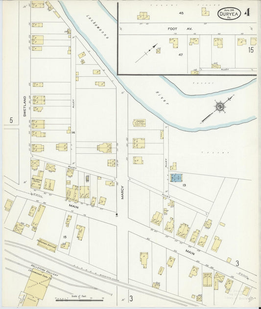 Sanborn Fire Insurance Map from Duryea, Luzerne County, Pennsylvania (1914), Sheet #0004 - Historic Sanborn Fire Insurance Map Print, vintage old map wall art, antique decor, genealogy gift, Pennsylvania Pennsylvania map