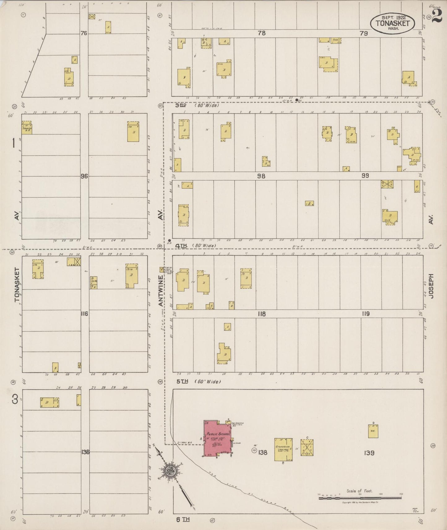 Sanborn Fire Insurance Map from Tonasket, Okanogan County, Washington (1922), Sheet #0002 - Complete Map Set gallery image, historic Sanborn map, vintage wall art, Washington Washington