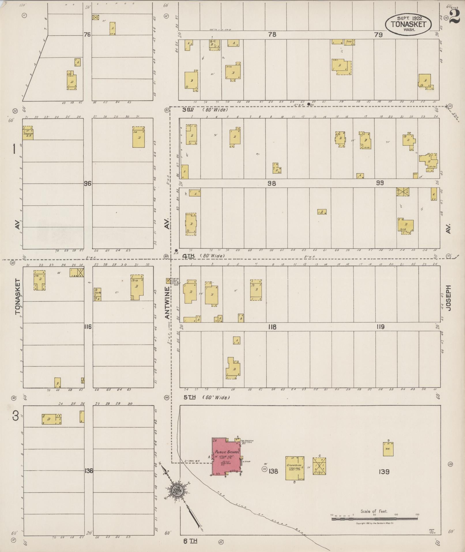 Sanborn Fire Insurance Map from Tonasket, Okanogan County, Washington (1922), Sheet #0002 - Complete Map Set gallery image, historic Sanborn map, vintage wall art, Washington Washington