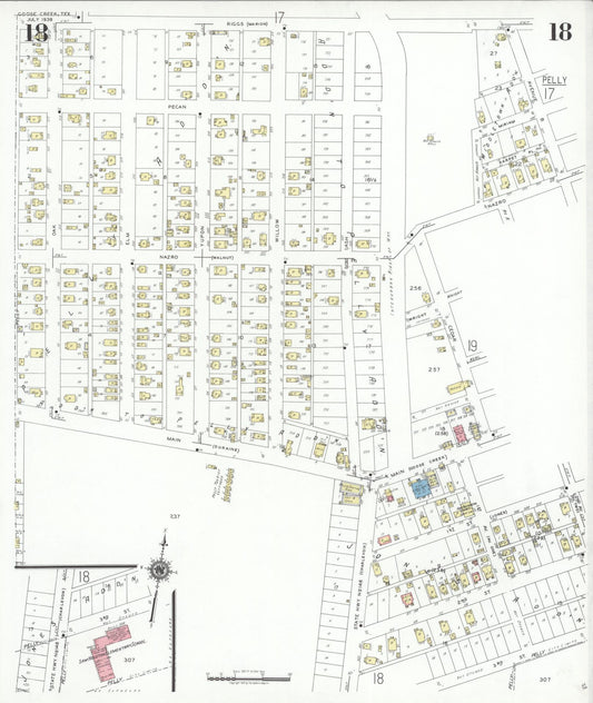 Sanborn Fire Insurance Map from Goose Creek, Harris County, Texas (1939), Sheet #0018 - Historic Sanborn Fire Insurance Map Print, vintage old map wall art, antique decor, genealogy gift, Texas Texas map