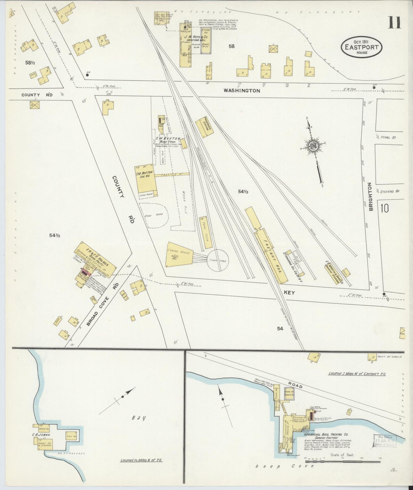 Sanborn Fire Insurance Map from Eastport, Washington County, Maine (1911), Sheet #0011 - Complete Map Set gallery image, historic Sanborn map, vintage wall art, Maine Maine