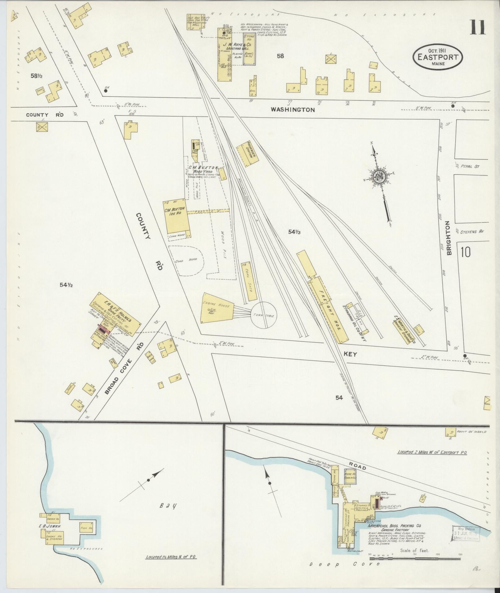 Sanborn Fire Insurance Map from Eastport, Washington County, Maine (1911), Sheet #0011 - Complete Map Set gallery image, historic Sanborn map, vintage wall art, Maine Maine