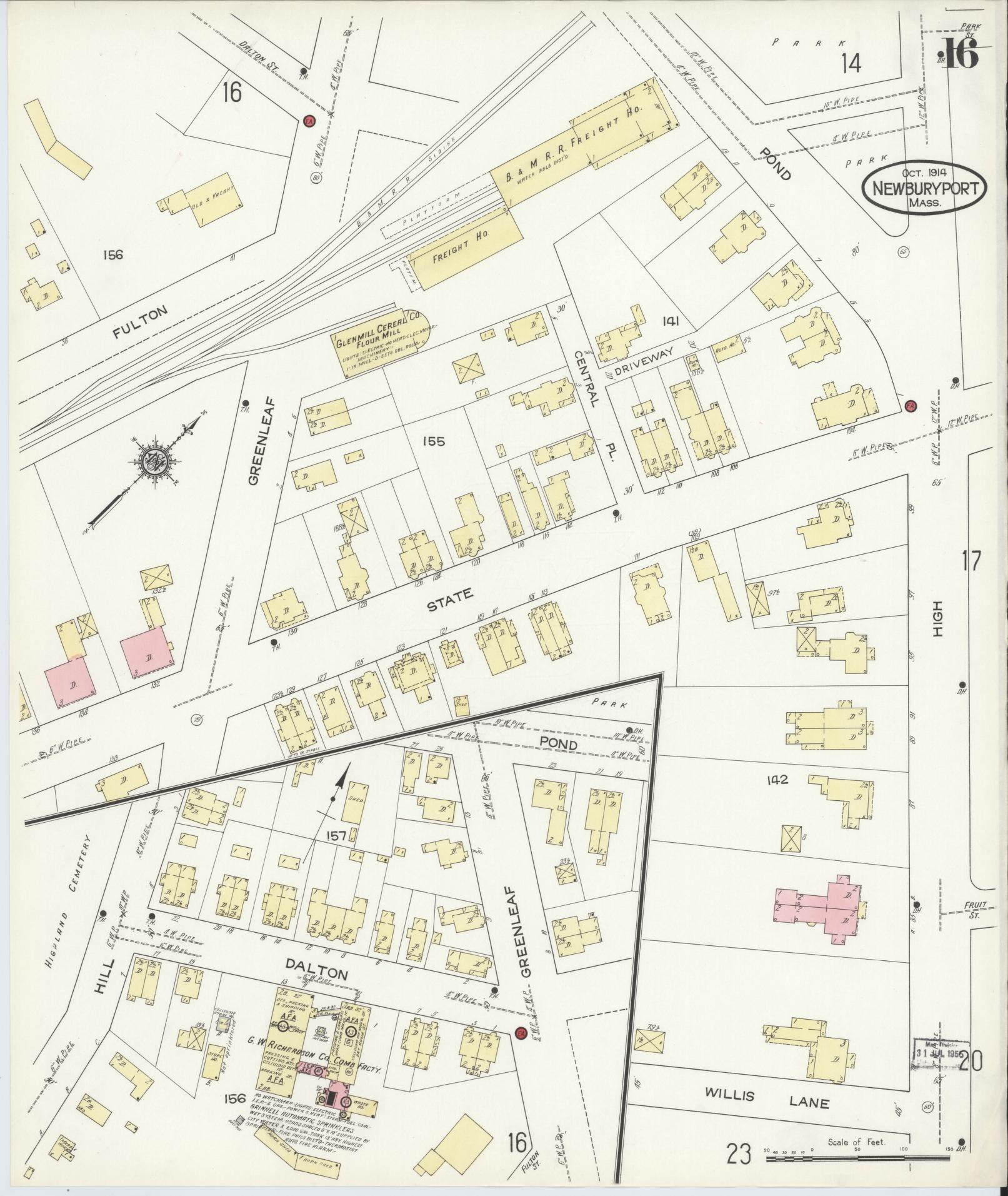 Sanborn Fire Insurance Map from Newburyport, Essex County, Massachusetts (1914), Sheet #0016 - Complete Map Set gallery image, historic Sanborn map, vintage wall art, Massachusetts Massachusetts