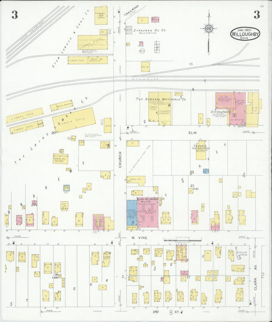 Sanborn Fire Insurance Map from Willoughby, Lake County, Ohio (1931), Sheet #0003 - Historic Sanborn Fire Insurance Map Print, vintage old map wall art, antique decor, genealogy gift, Ohio Ohio map