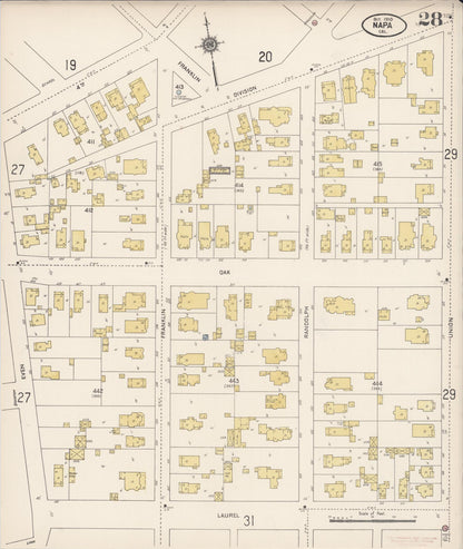 Sanborn Fire Insurance Map from Napa, Napa County, California (1910), Sheet #0028 - Complete Map Set gallery image, historic Sanborn map, vintage wall art, California California
