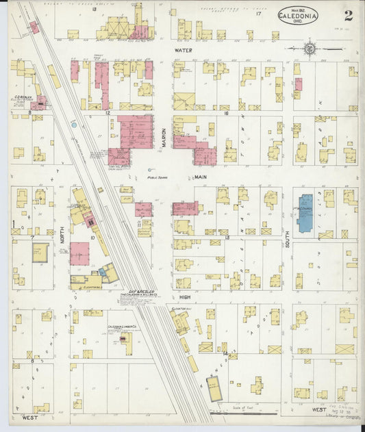 Sanborn Fire Insurance Map from Caledonia, Marion County, Ohio (1912), Sheet #0002 - Historic Sanborn Fire Insurance Map Print, vintage old map wall art, antique decor, genealogy gift, Ohio Ohio map