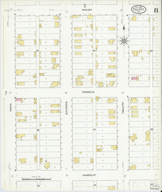 Sanborn Fire Insurance Map from Tell City, Perry County, Indiana (1909), Sheet #0008 - Historic Sanborn Fire Insurance Map Print, vintage old map wall art, antique decor, genealogy gift, Indiana Indiana map