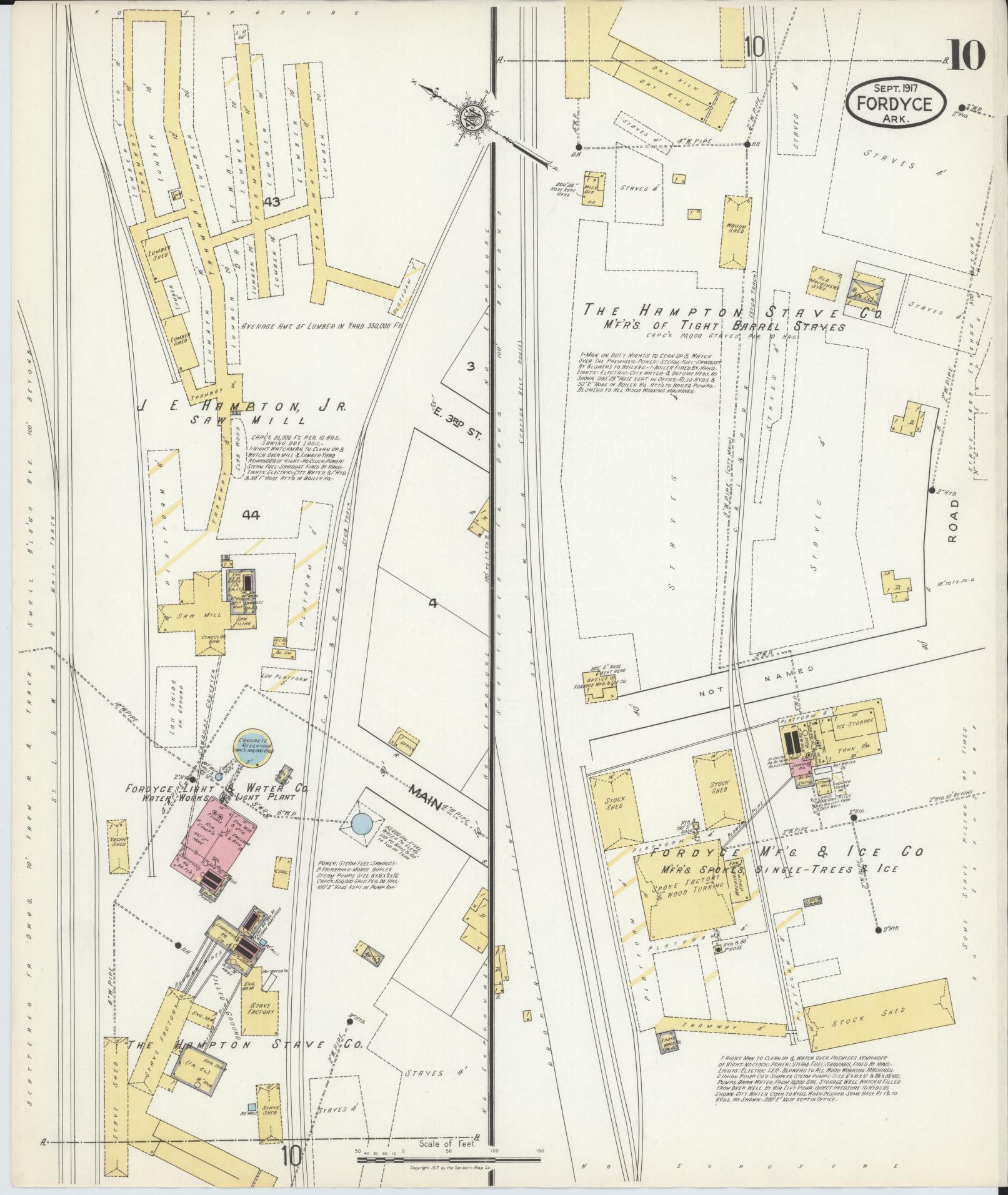 Sanborn Fire Insurance Map from Fordyce, Dallas County, Arkansas (1917), Sheet #0010 - Complete Map Set gallery image, historic Sanborn map, vintage wall art, Arkansas Arkansas