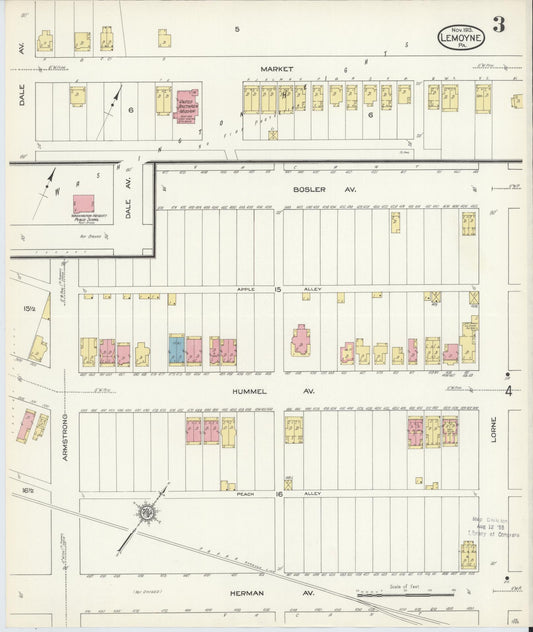 Sanborn Fire Insurance Map from Lemoyne, Cumberland County, Pennsylvania (1913), Sheet #0003 - Historic Sanborn Fire Insurance Map Print, vintage old map wall art, antique decor, genealogy gift, Pennsylvania Pennsylvania map