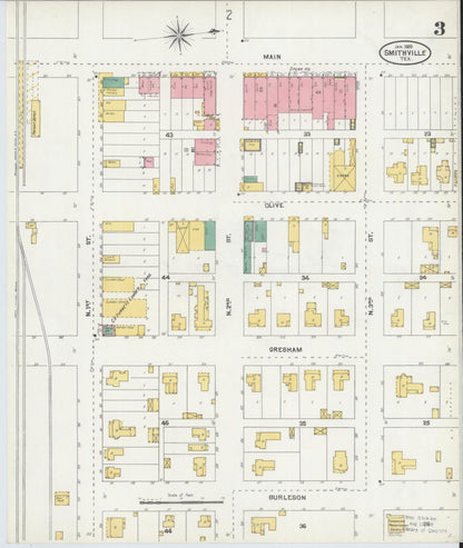 Sanborn Fire Insurance Map from Smithville, Bastrop County, Texas (1905), Sheet #0003 - Historic Sanborn Fire Insurance Map Print, vintage old map wall art, antique decor, genealogy gift, Texas Texas map