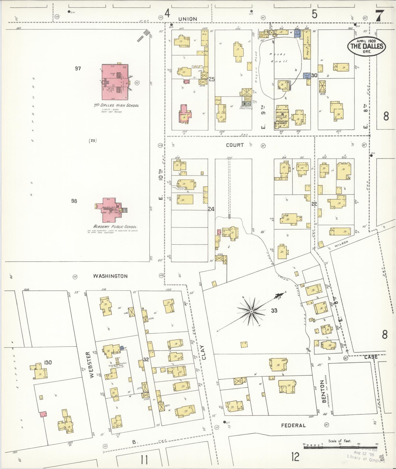 Sanborn Fire Insurance Map from The Dalles, Wasco County, Oregon (1909), Sheet #0007 - Complete Map Set gallery image, historic Sanborn map, vintage wall art, Oregon Oregon