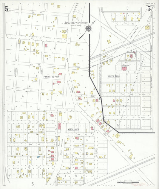 Sanborn Fire Insurance Map from Dupo, Saint Clair County, Illinois (1941), Sheet #0005 - Historic Sanborn Fire Insurance Map Print, vintage old map wall art, antique decor, genealogy gift, Illinois Illinois map
