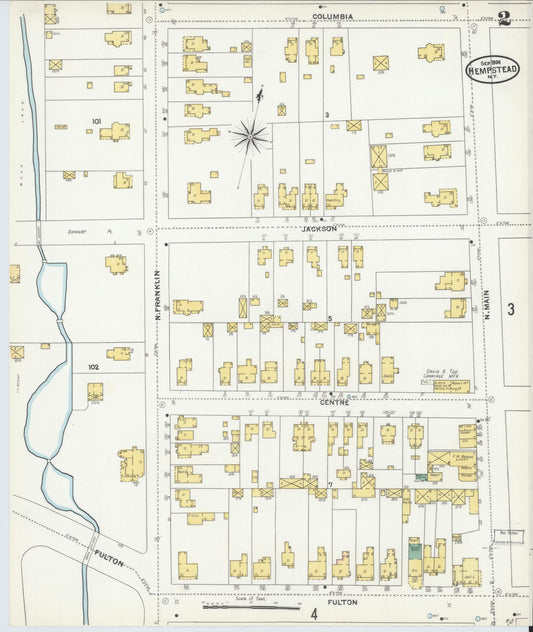 Sanborn Fire Insurance Map from Hempstead, Nassau County, New York (1904), Sheet #0002 - Historic Sanborn Fire Insurance Map Print, vintage old map wall art, antique decor, genealogy gift, New York New York map