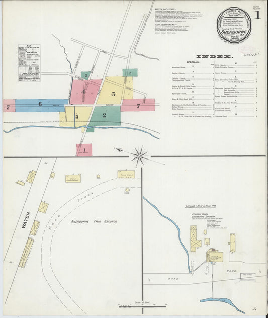 Sanborn Fire Insurance Map from Sherburne, Chenango County, New York (1892), Sheet #0001 - Complete Map Set gallery image, historic Sanborn map, vintage wall art, New York New York