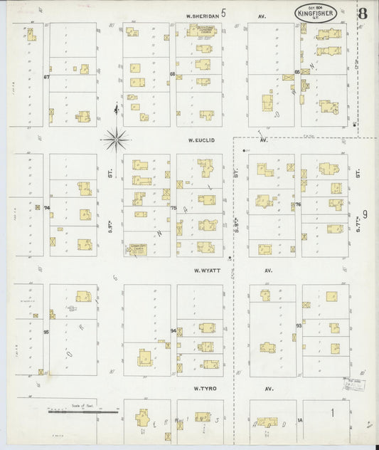 Sanborn Fire Insurance Map from Kingfisher, Kingfisher County, Oklahoma (1904), Sheet #0008 - Historic Sanborn Fire Insurance Map Print, vintage old map wall art, antique decor, genealogy gift, Oklahoma Oklahoma map