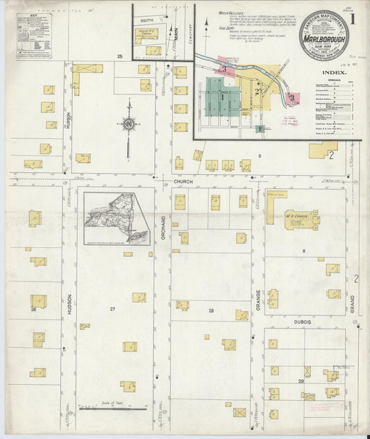 Sanborn Fire Insurance Map from Marlborough, Ulster County, New York (1912), Sheet #0001 - Complete Map Set gallery image, historic Sanborn map, vintage wall art, New York New York